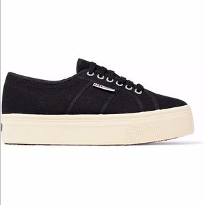 SUPERGA® Black Canvas platform sneakers size 8